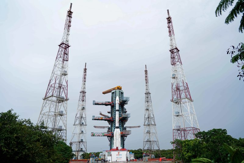 India's GSLV-F18 rocket on the launch pad at Sriharikota