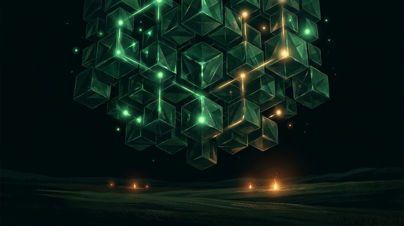 Illustration: a glowing lattice of small modules, only a few lit at once